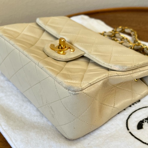 CHANEL Square Mini Lambskin Classic Flap in Beige / Ivory 💕 Authentic - Picture 8 of 16